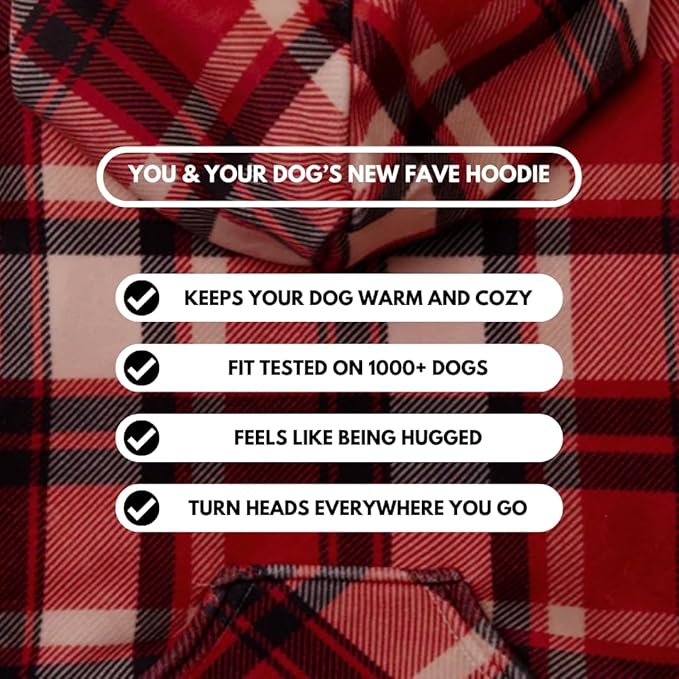 Spark Paws Human Hoodie - Premium Quality, Buttery Soft, Superior Comfort and Fit, Calming Fleece Interior, Suitable for All Styles - Red Plaid, M