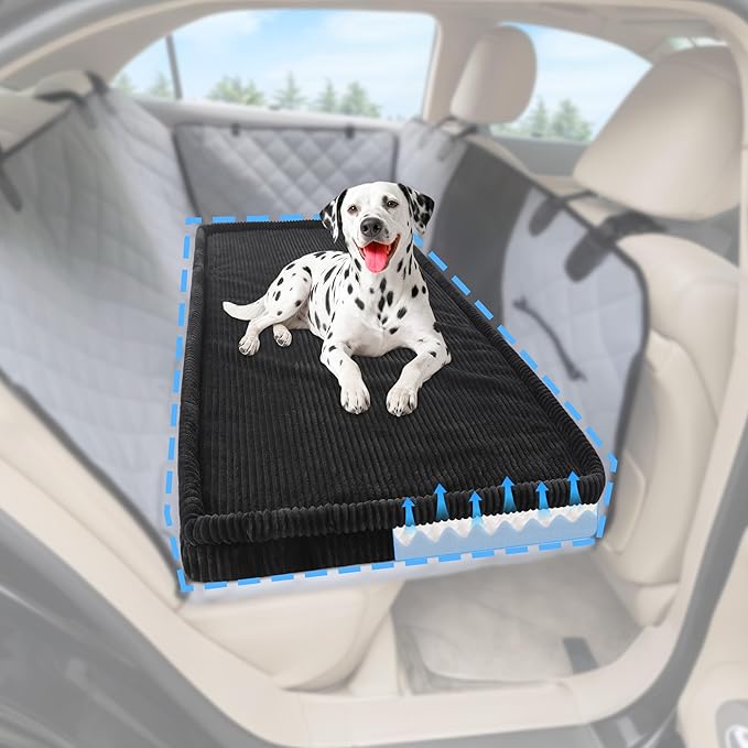 Dog Car Bed, Non-Slip Backseat Extender Pet Mat, Removable Washable Dog Bed for SUVs, Sedans & Trucks, Anti-Slip Travel Bed for Dogs, Easy Clean & Scratch-Proof & Comfort (56"x28.7")