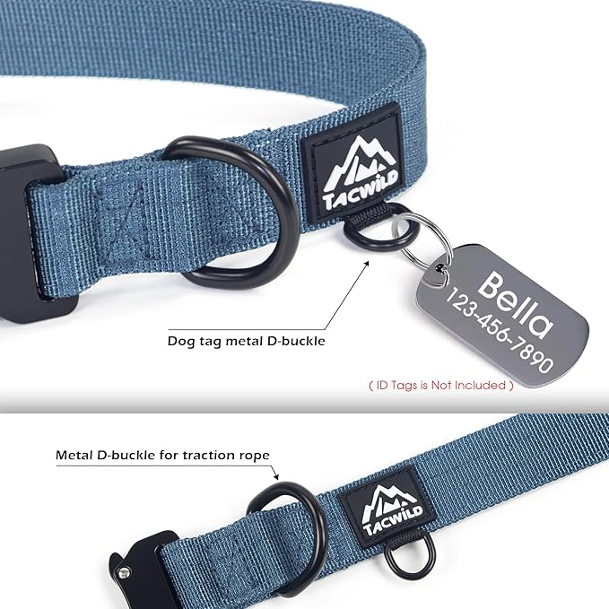 Dog Collars for Small Dogs Christmas Boy Girl- Adjustable, Chew Proof Nylon Collar with Metal Quick Release Buckle and D-Ring for Dog Tags (Haze Blue, S)(not Included The Pendant)