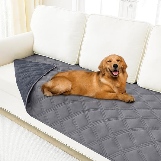 Smiry Waterproof Dog Bed Cover Blanket 40x70, Soft Reversible Pet Blanket, Washable Leakproof Cats Dogs Couch Cover for Sofa, Couch, Furniture, Lattice, Grey/Dark Grey