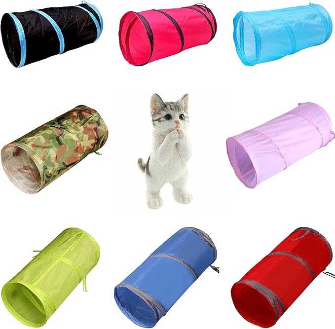 Foldable Spiral Cat Tunnel - Indoor Toy for Small Cats, Kittens, and Rabbits - Tube for Interactive Play and Outdoor Fun - Pet Activity Toy Light Green 20" 3 Pcs