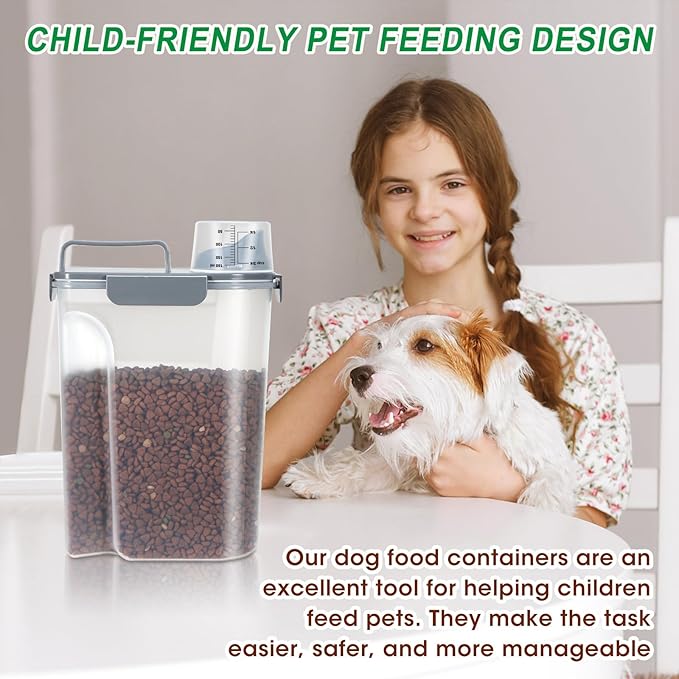TBMax Pet Dog Cat Food Storage Containers 2 Pack 10 to 14 Lbs, Airtight Cat Food Dispenser with Large Spout & Portable Handle, Travel Dog Treat Storage Bin Bird Seed Container-Cyan+Dark
