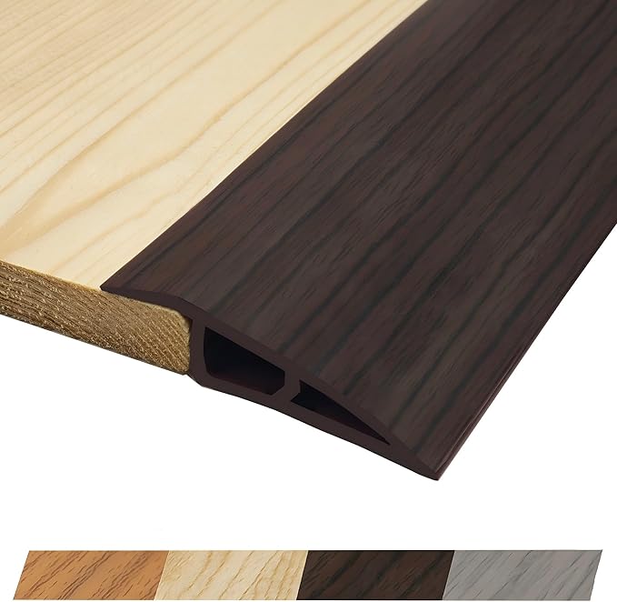 1/2" to 3/5" Height Threshold Ramp - Rubber Threshold, Floor Transition Strip, Door Strip, Wheelchair Ramp, Carpet to Tile Strip (Ebony Walnut, 80 inches)