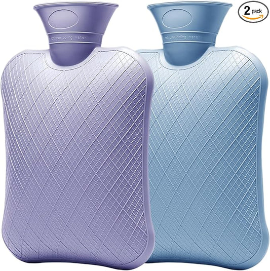 FORICOM Extra Large Hot Water Bottles for Pain Relief.2packs,2L Hot Water Bag for Back Pain, Heating Pad 2Liter, Hot and Cold Therapy.Bpa Free.