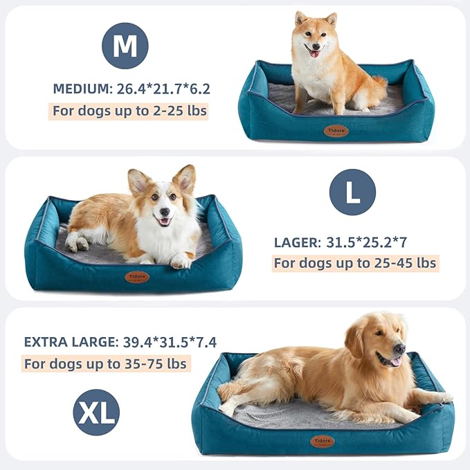 Orthopedic Dog Beds for Medium Dogs, Durable Egg Crate Foam Sofa Dog Bed wit Washable Removable Cover,Waterproof Lining,Pet Bed for Large Dogs (Peacock Blue, 39.4" L x 31.5" W x 7.4" Th)