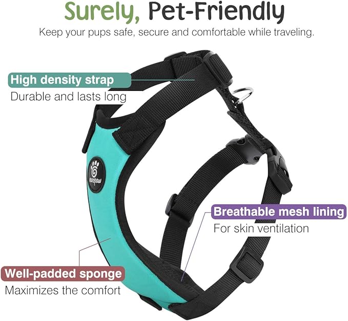 Dog Seat Belt, Safety Vest Dog Car Harness with Adjustable Buckle Dog Seat Belt for Vehicle Nylon Pet Safety Seat Belts Heavy Duty(XL, Blue)