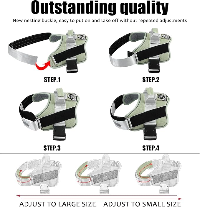 Bolux Dog Harness, No-Pull Reflective Dog Vest, Breathable Adjustable Pet Harness with Handle for Outdoor Walking - No More Pulling, Tugging or Choking