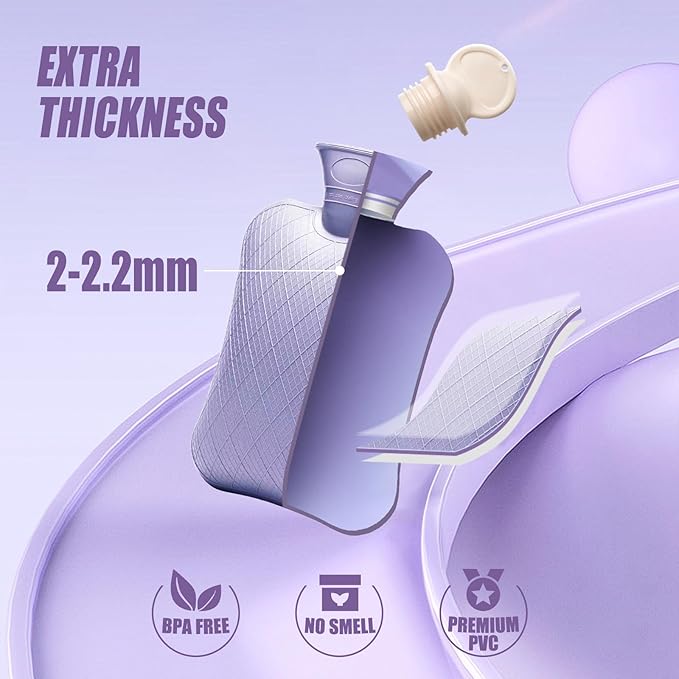 FORICOM Extra Large Hot Water Bag for Pain Relief, Hot Water Bottle for Bed Warming, Dog, Cat,Hot Water Pack, Heat Pack.2pack,2L Hot Water Bag for Back Pain