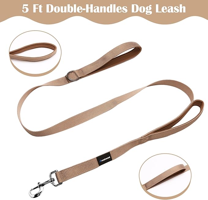 Annchwool No Pull Dog Harness with Front Clip and Easy Control Handle-Belly & Chest Adjustable Dog Harness and Leash Set for Medium Large Dogs-Heavy Duty Vest Harnesses Easy for Walking(Brown,L)