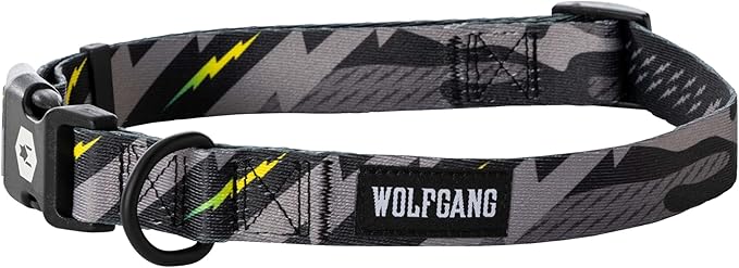 Wolfgang Heavy Duty, Adjustable Dog Collar with Quick Release Nylon Buckle for Walking & Training, DarkSkies Print, Medium