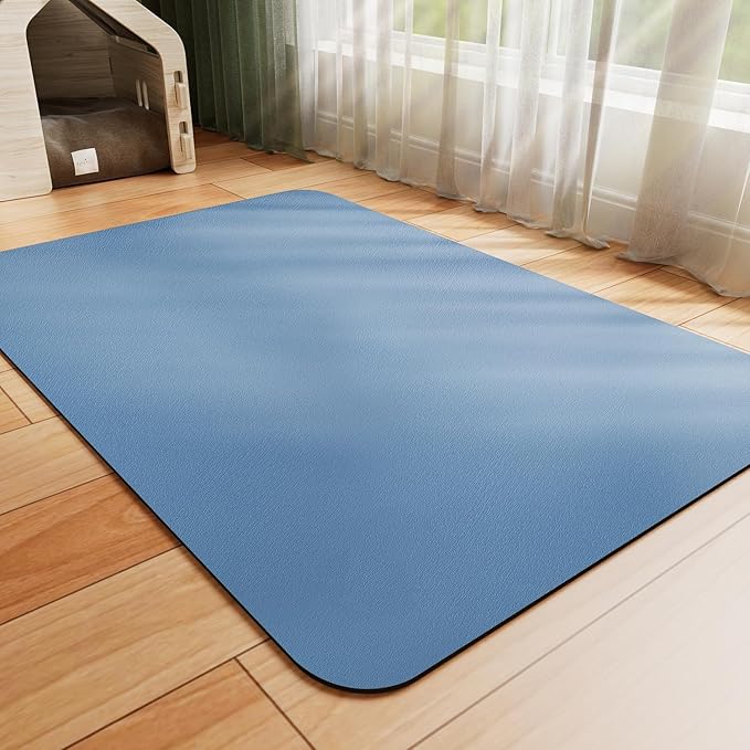 Dog Food Mat - Absorbent Cat Mat for Food and Water, No Stains Pet Feeding Bowl Mat, Easy to Clean Pet Placemats, Quick Dry Dog Water Dispenser Mat for Messy Drinkers | Blue 24"x36"