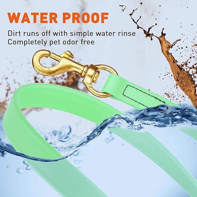 Viper Biothane K9 Working Dog Leash Waterproof Lead for Tracking Training Schutzhund Odor-Proof Long Line with Solid Brass Snap for Puppy Medium and Large Dogs, 33ft Sea Foam Green