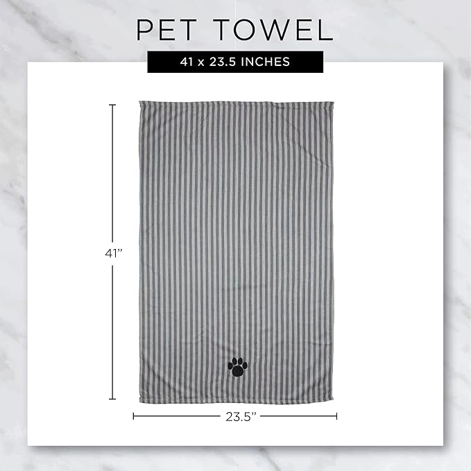 Bone Dry Pet Grooming Microfiber Towel, Embroidered Collection, X-Large,41x23.5, Lavender