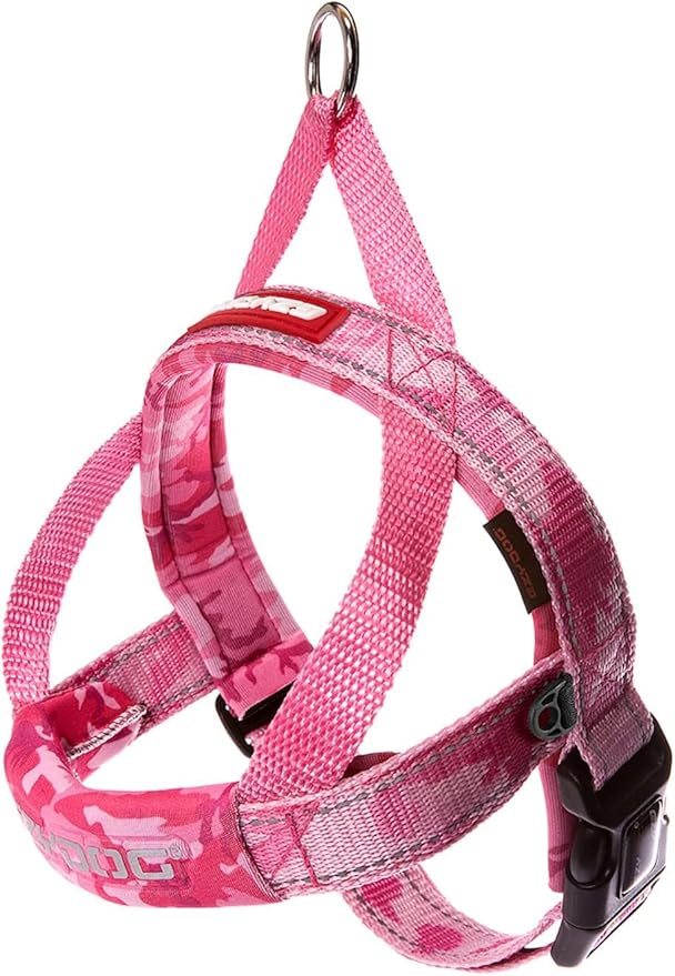EzyDog Quick Fit Dog Harness ??No Pull Harness for Training, Everyday Walking, and Easy Control - Adjustable Fit, Reflective, and Padded (Medium, Pink Camo)