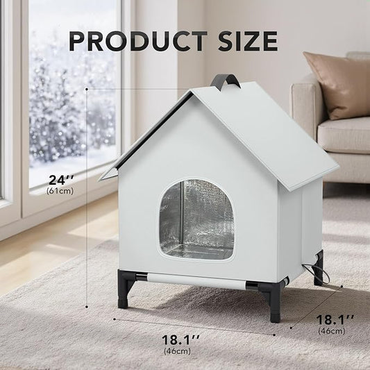Cat House for Outside&Indoor,Insulated and Weatherproof,Foldable Cats Shelter, Easy to Put Together, Selfwarming Cat Shelter for Winter,Large Cave Bed for Garden(18 x 18 x 24 inch,L,Normal)