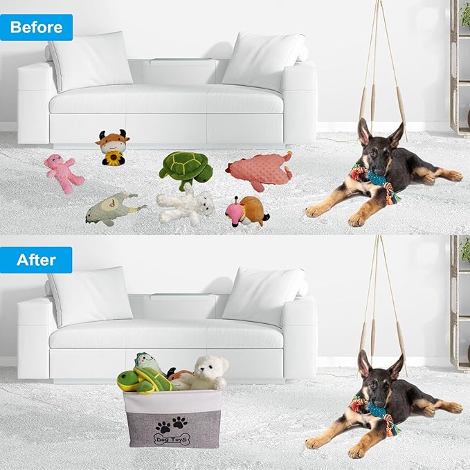 Large Dog Toy Basket Collapsible Dog Toy Box Shape Keeping Rectangle Dog Toy Bin for Pet Toys,Accessories