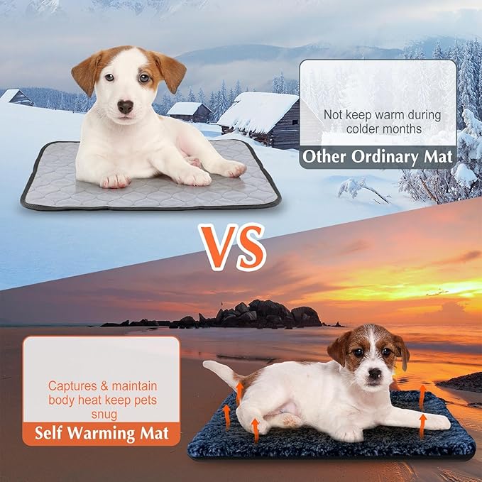 4 Pack Self Warming Cat Pads Self Heating Cat Mat Washable Homeless Dogs Thermal Pads Kennel Pad Reflects Body Heat Warm Crate Bed Mat for Indoor Outdoor Pet