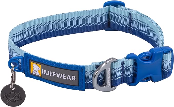 Ruffwear, Front Range Dog Collar, Adjustable Tubelok Webbing, Lightweight, Side Release Buckle, Aluminum V-Ring, Durable for Everyday Use, Coastal Fade, 14"-20"