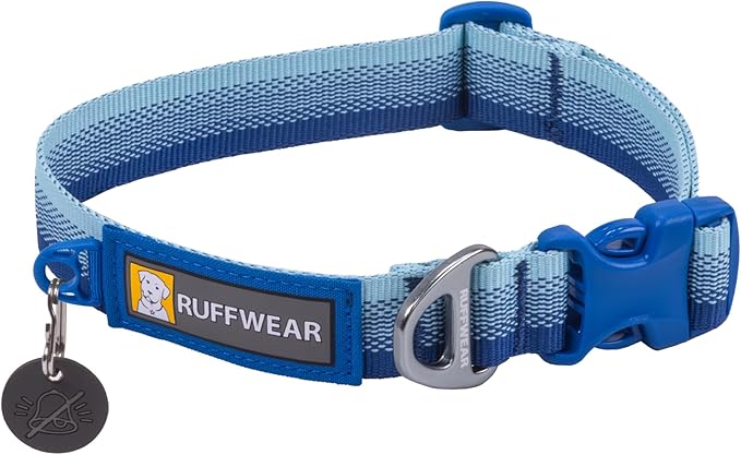 Ruffwear, Front Range Dog Collar, Adjustable Tubelok Webbing, Lightweight, Side Release Buckle, Aluminum V-Ring, Durable for Everyday Use, Coastal Fade, 20"-26"