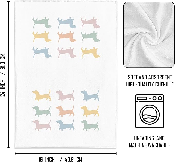 Wiener Dog Kitchen Hand Towels - Dachshund Tea Towels, Decor and Gifts for Women, Dog Mom - 1624 Inches