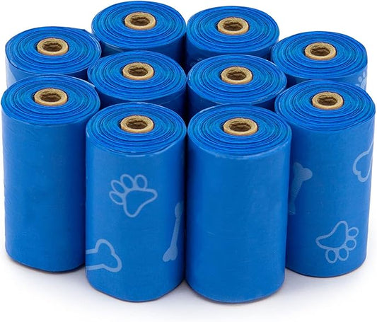 Best Pet Supplies Dog Poop Bags (150 Bags) for Waste Refuse Cleanup, Doggy Roll Replacements for Outdoor Puppy Walking and Travel, Leak Proof and Tear Resistant, Thick Plastic - Blue (Unscented)