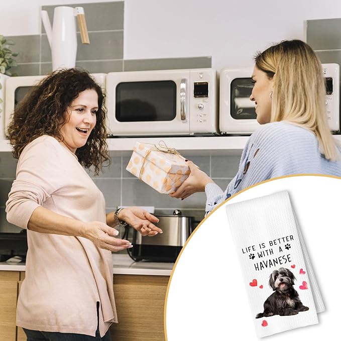 Havanese Dog Kitchen Towels, Havanese Gifts for Women Dish Tea Towels for Kitchen Decor, Dog Lovers Mom Gifts Decorative Hand Towel for Bathroom, 16x24 Inches