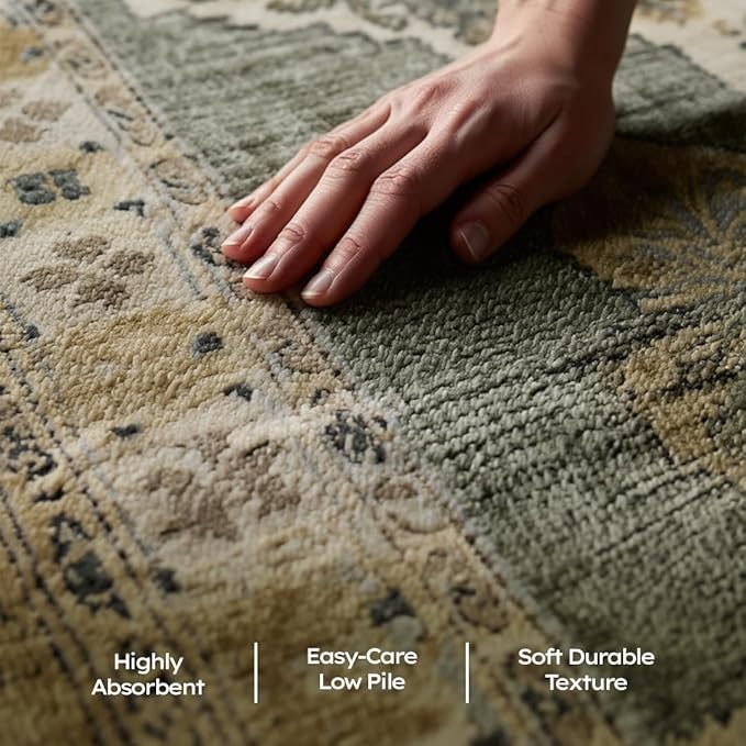 Muddy Mat짰 Monarch 5ft x 7ft Washable Area Rugs for Living Room, Bedroom & Dining Room ??Modern Soft Low Pile Non Slip Carpet ??Pet Friendly Waterproof Foldable Rugs for Home