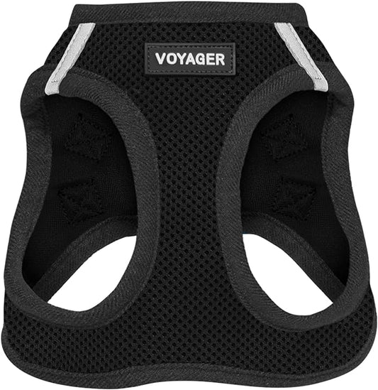 Best Pet Supplies - All Weather Mesh / Plush, Reflective, No Pull Harness for Small, Medium Dogs, Cats - Secure with Hook & Loop Fastener, Buckle, Double D-Rings - Black/Black Trim, XL