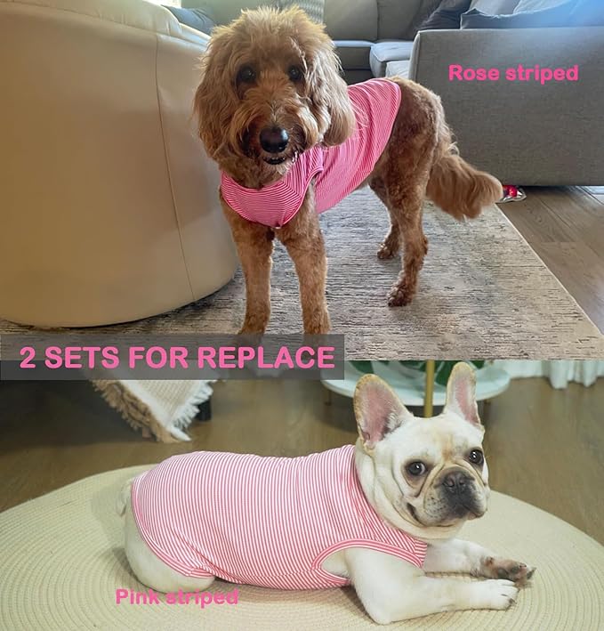 Dog Shirt,Combed Cotton T-Shirts,Soft Cool Boy Girl Tee for Extra Large Dogs Labrador,Pink Rose Striped XXXL