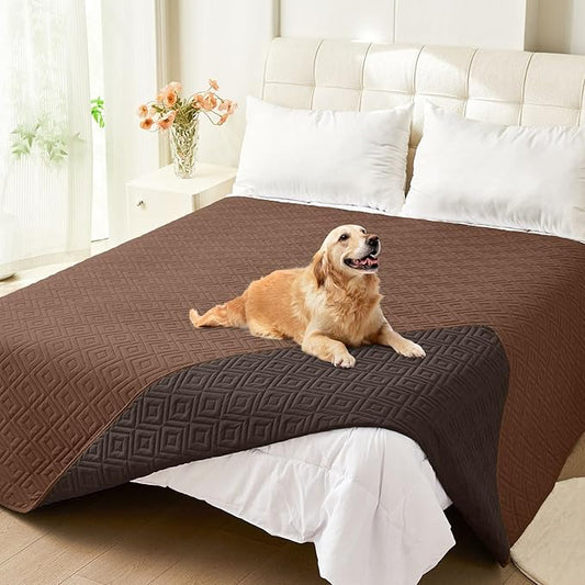 hyha Waterproof Dog Blanket, Soft Pet Bed Blankets, Waterproof Sofa Couch Cover for Dogs Washable, Reversible Pet Couch Covers for Sofa Furniture (82x82 Inch, Brown/Chocolate)