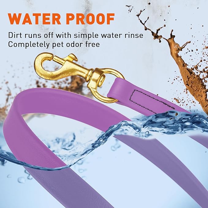Viper Biothane K9 Working Dog Leash Waterproof Lead for Tracking Training Schutzhund Odor-Proof Long Line with Solid Brass Snap for Puppy Medium and Large Dogs, 10ft Amethyst Purple