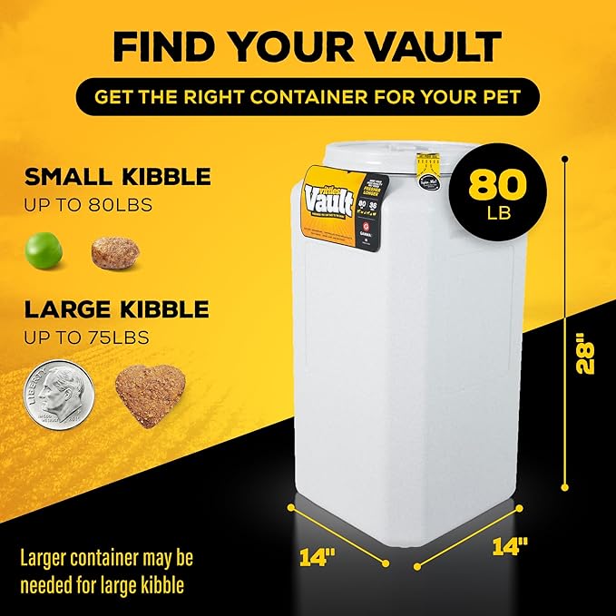 Gamma2 Vittles Vault Pet Food Storage Containers - Sealed Dog and Cat Food Storage Container, Fits up to 80lbs, Made in the USA - [14"L x 28"H]