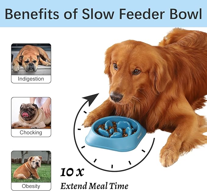 MateeyLife Slow Feeder Dog Bowls 2PCS, Anti-Choking Puzzle Dog Food Bowls, Anti-Slip Interactive Feeding Slow Down Eating, Bloat Stop Maze Dishes for Medium Breeds