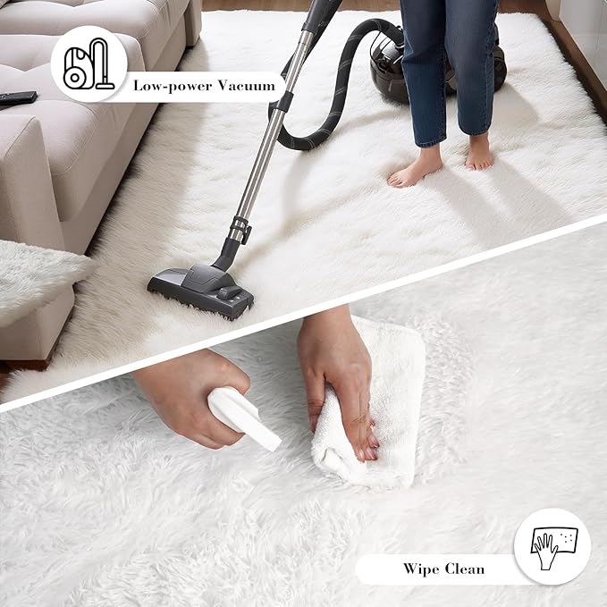 Fluffy Rug Shaggy Area Rug, White 2x4 Area Rugs for Bedroom, Small Bedside Rug, Soft Fluffy Shaggy Entryway Throw Rugs for Living Room Bedroom Kids Room Home Decor