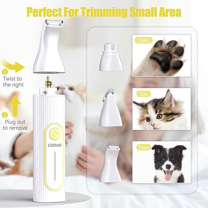 Dog Clippers for Grooming,Dog Grooming Kit for Heavy Thick Hair&Coats/Low Noise Rechargeable Cordless Pet Shaver with Paw Trimmer Nail Grinder/Hair Trimmer for Small & Large Cats