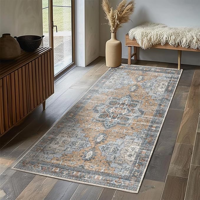 Muddy Mat짰 Coral 3x5 Washable Area Rugs for Living Room, Bedroom & Dining Room ??Modern Soft Low Pile Non Slip Carpet ??Pet Friendly Waterproof Foldable Rugs for Home
