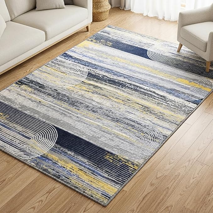 Muddy Mat짰 Horizon 3ft x 5ft Washable Area Rugs for Living Room, Bedroom & Dining Room ??Modern Soft Low Pile Non Slip Carpet ??Pet Friendly Waterproof Foldable Rugs for Home