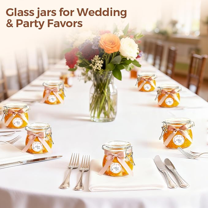 ComSaf Airtight Glass Jars with Lids 17oz Small Food Storage Container Set of 6 - Airtight Canister with Clear Preserving Seal Wire Clip Fastening for Kitchen Canning Pickling Mason jars