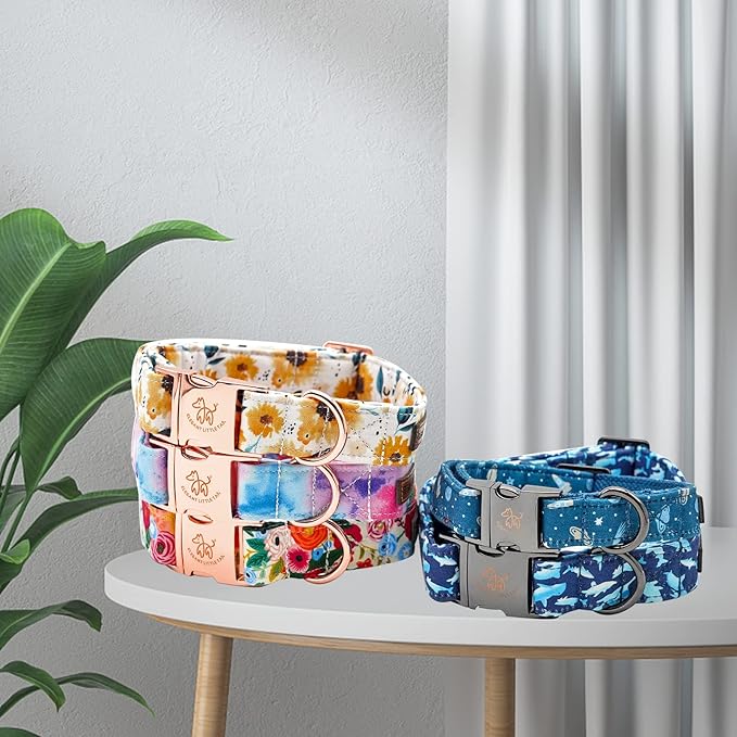 Elegant little tail Dog Collar, Colorful Pattern Pet Collar Durable Cute Dog Collars Fashion Male Female Pet Gift Adjustable Dog Collar for Small Dogs