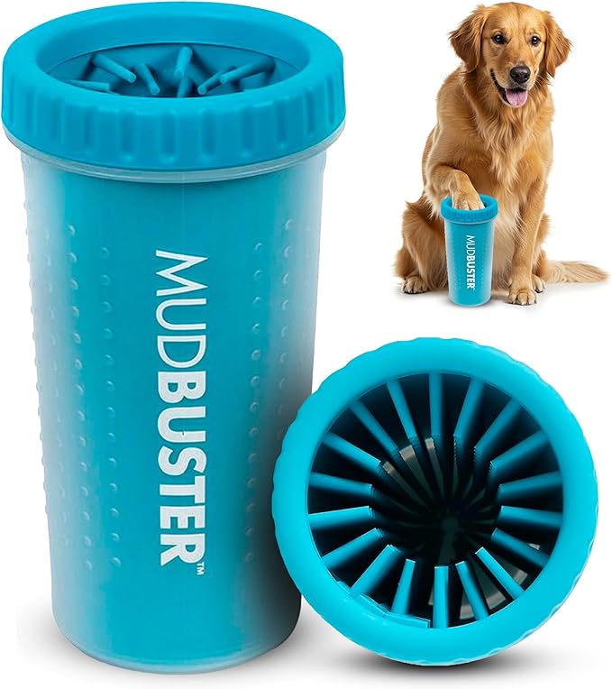 Dexas MudBuster Portable Dog Paw Cleaner, Large, Blue (PW720312)