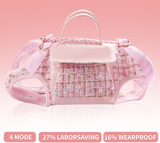 Dog Lift Harness Backpack for Small Dogs, Adjustable Straps Dog Sling Carrier for Hiking, Travel, Outdoor ??Pink Small