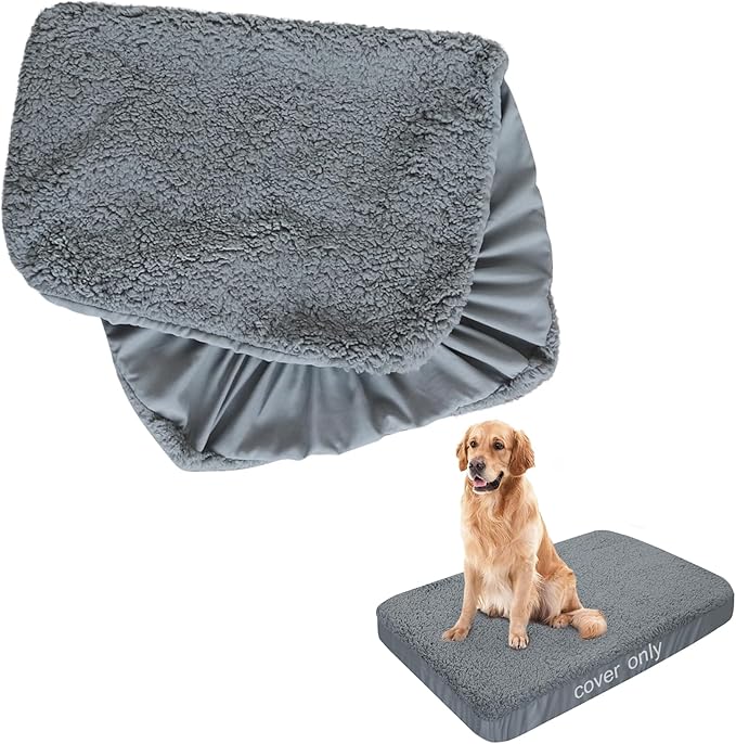 Dog Bed Covers Replacement Washable, 41 x 29 inch(Cover Only), Waterproof Dog Bed Covers Soft Puppy Pet Bed Cover, Grey
