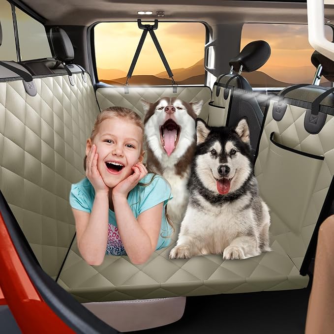 Back Seat Extender for Dogs Truck-Large Space, Pet Seat Cover Back Seat Hard Bottom Holds 400lbs, Waterproof Dog Hammock for Crew Cab Trucks F150, RAM1500, Sierra, Tundra, Silverado