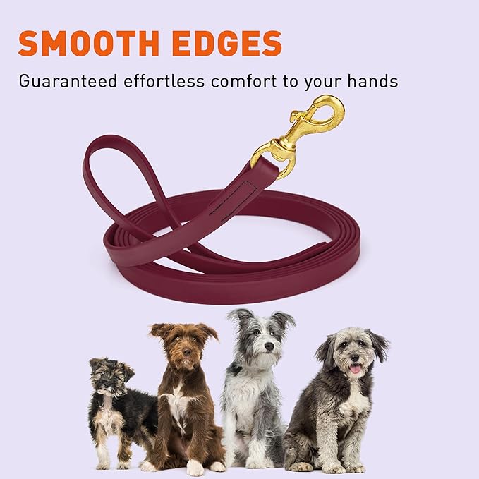 Viper Biothane K9 Working Dog Leash Waterproof Lead for Tracking Training Schutzhund Odor-Proof Long Line with Solid Brass Snap for Puppy Medium and Large Dogs, 33ft Merlot Burgundy