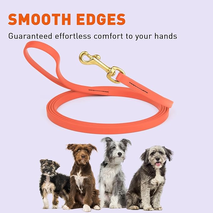 Viper Biothane K9 Working Dog Leash Waterproof Lead for Tracking Training Schutzhund Odor-Proof Long Line with Solid Brass Snap for Puppy Medium and Large Dogs, 15ft Coral