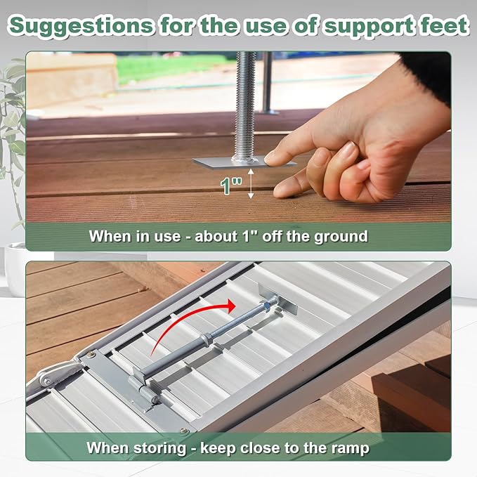 Ruedamann 10'L Wheelchair Ramp, 600Lbs Capacity, Non-Slip Threshold Ramp, Portable Aluminum Folding Handicap Ramp for Home, Wheelchairs, Steps, Stairs, Doorways, Curbs