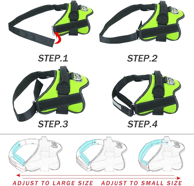 Bolux Dog Harness, No-Pull Reflective Dog Vest, Breathable Adjustable Pet Harness with Handle for Outdoor Walking - No More Pulling, Tugging or Choking (Green, S)