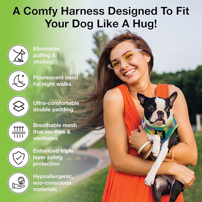EcoBark Step in Dog Harness - Soft Mesh Dog Vest Harnesses - Reflective Adjustable No Pull and No Choke Halter - Comfort Padded Body Vest