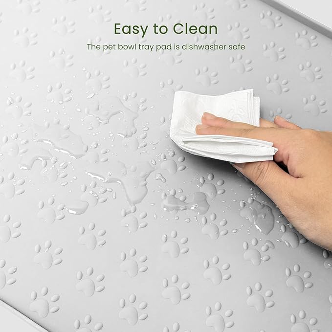 Dog Food Mat Anti-Slip Silicone Dog Bowl Mat Thicker Pet Placemat Waterproof Cat Feeder Pad with Raised Edge Puppy Kitten Feeding Mats Suitable Small Medium-Sized Dogs Cats Eating Tray