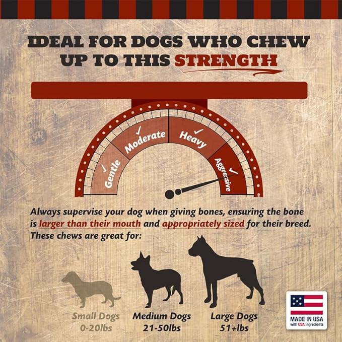Beef Knuckle Dog Bones for Aggressive Chewers, Large and Medium Breed Dog Treat, Natural, Tough, Chew Toy, Made in The USA, 15 Count